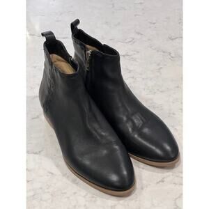 Jack Rogers Women Rollins Leather Side Zip Cord Ankle Shoe Bootie Size 8.5 Black